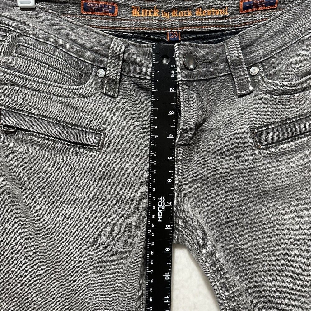 Y2K VTG Rock Revival Women's Skinny Moto Jeans in Gray Wash - Picture 15 of 16